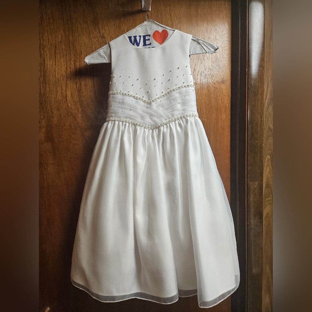 Little girl white dress, 1st Communion, pageant, holiday